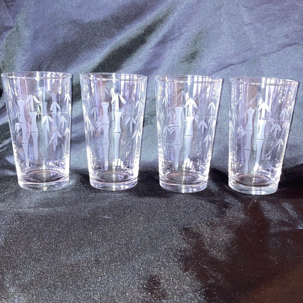MCM Sasaki Etched Bamboo Highball Set